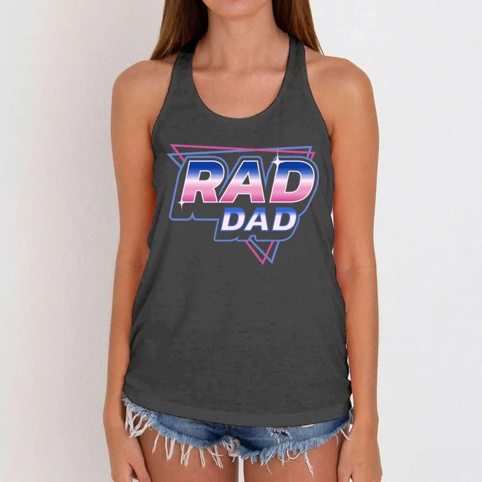 Rad Dad Retro Vintage 80s Synthwave Women's Knotted Racerback Tank