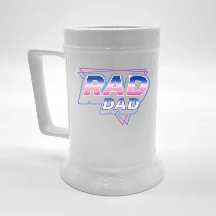 Rad Dad Retro Vintage 80s Synthwave Front & Back Beer Stein