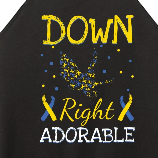 Ribbon Down Right Adorable Gift For Down Syndrome Awareness Women’s Perfect Tri Rocker Tank