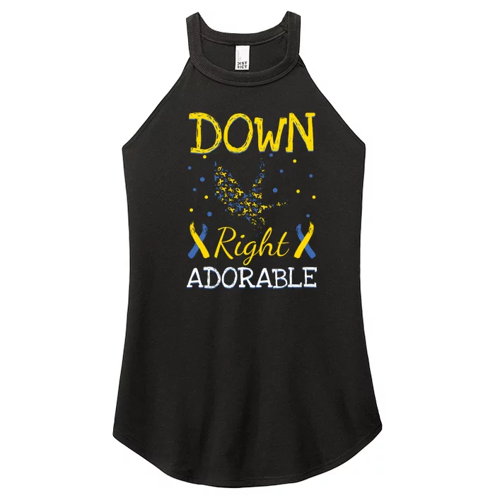 Ribbon Down Right Adorable Gift For Down Syndrome Awareness Women’s Perfect Tri Rocker Tank