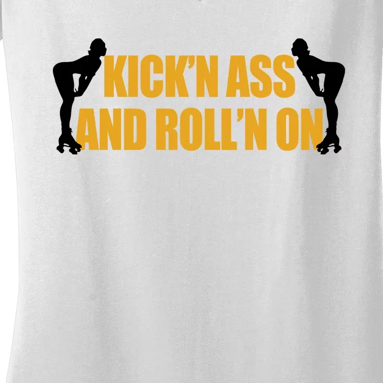 Roller Derby Roll'n On Women's V-Neck T-Shirt