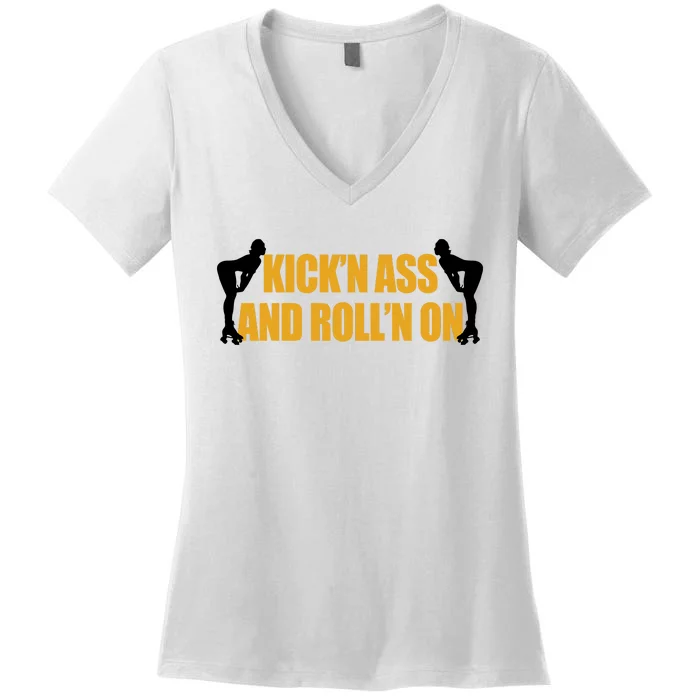 Roller Derby Roll'n On Women's V-Neck T-Shirt