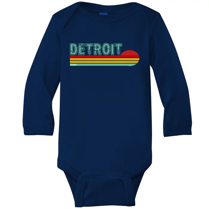 Retro Detroit Sunset Logo Baby Long Sleeve Bodysuit