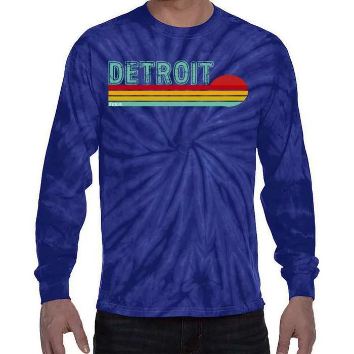 Retro Detroit Sunset Logo Tie-Dye Long Sleeve Shirt