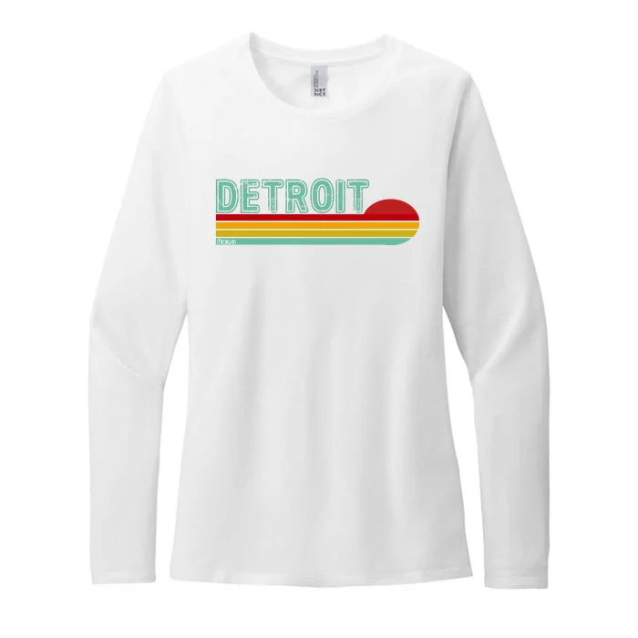 Retro Detroit Sunset Logo Womens CVC Long Sleeve Shirt