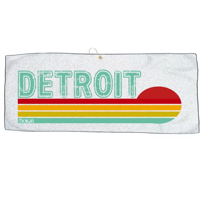 Retro Detroit Sunset Logo Large Microfiber Waffle Golf Towel