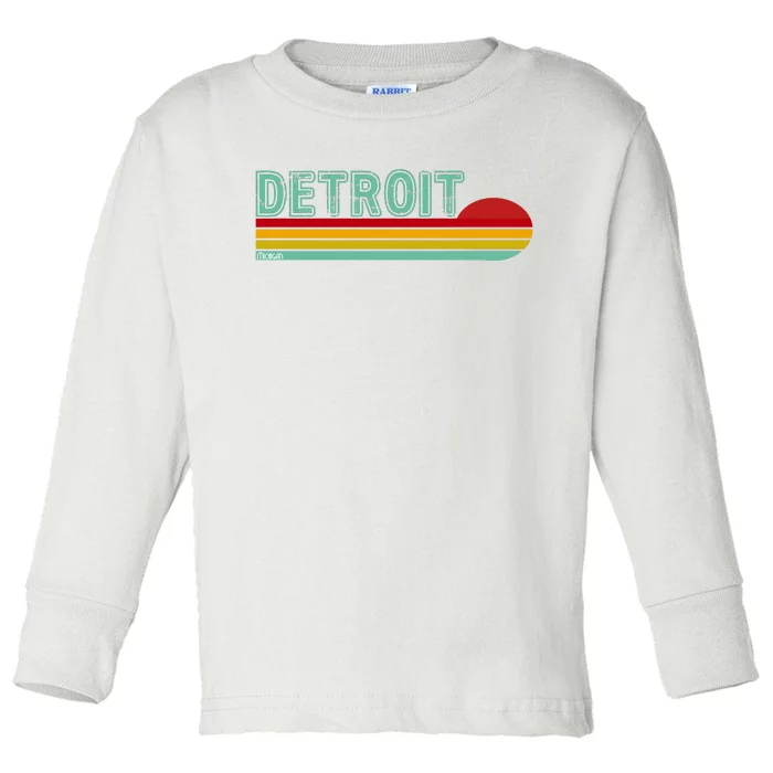 Retro Detroit Sunset Logo Toddler Long Sleeve Shirt