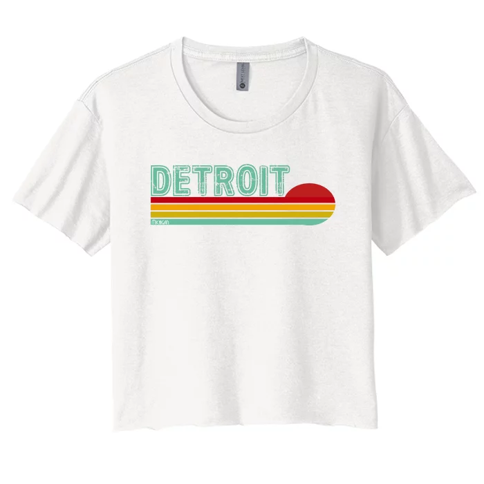 Retro Detroit Sunset Logo Women's Crop Top Tee