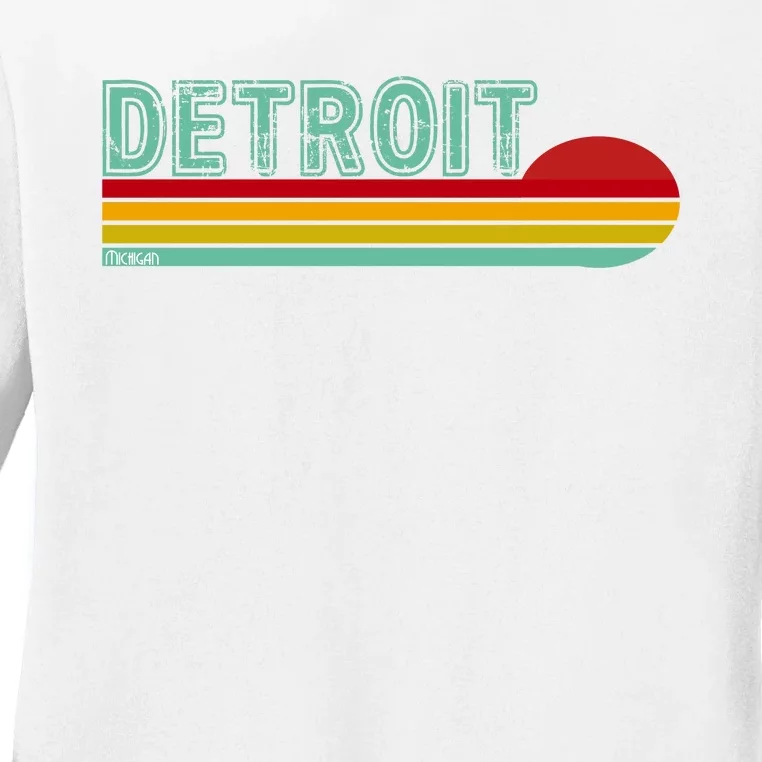 Retro Detroit Sunset Logo Ladies Long Sleeve Shirt