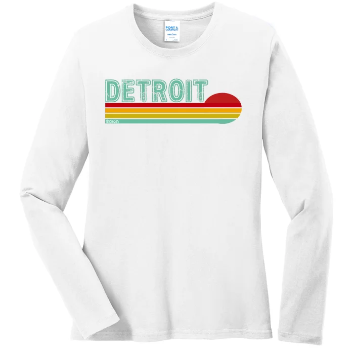 Retro Detroit Sunset Logo Ladies Long Sleeve Shirt