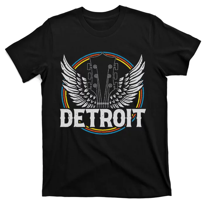 Retro Detroit Souvenir Vintage Concert Guitar Music Band T-Shirt