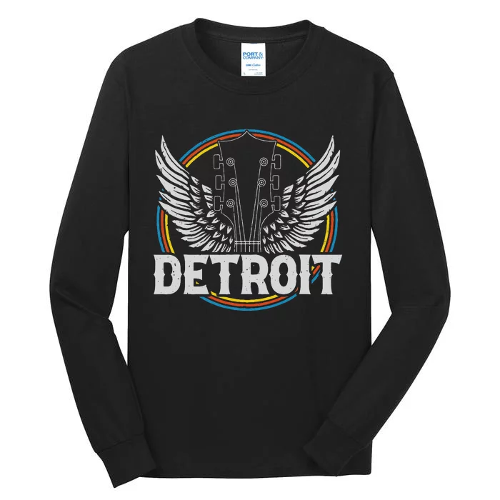 Retro Detroit Souvenir Vintage Concert Guitar Music Band Tall Long Sleeve T-Shirt