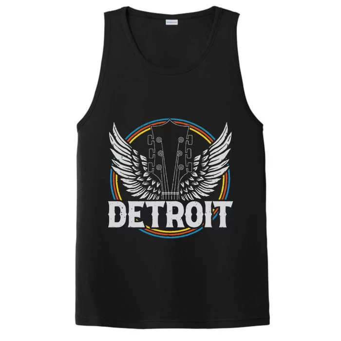 Retro Detroit Souvenir Vintage Concert Guitar Music Band Performance Tank