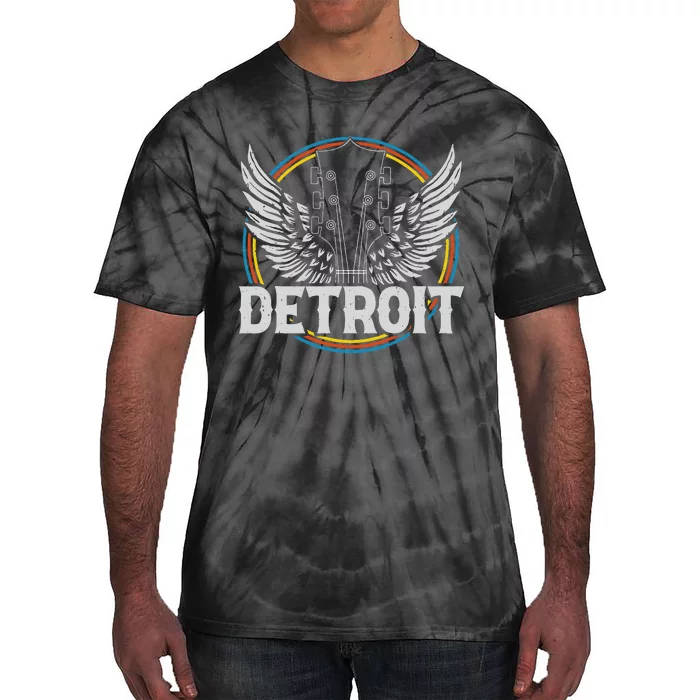 Retro Detroit Souvenir Vintage Concert Guitar Music Band Tie-Dye T-Shirt