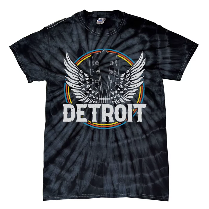 Retro Detroit Souvenir Vintage Concert Guitar Music Band Tie-Dye T-Shirt