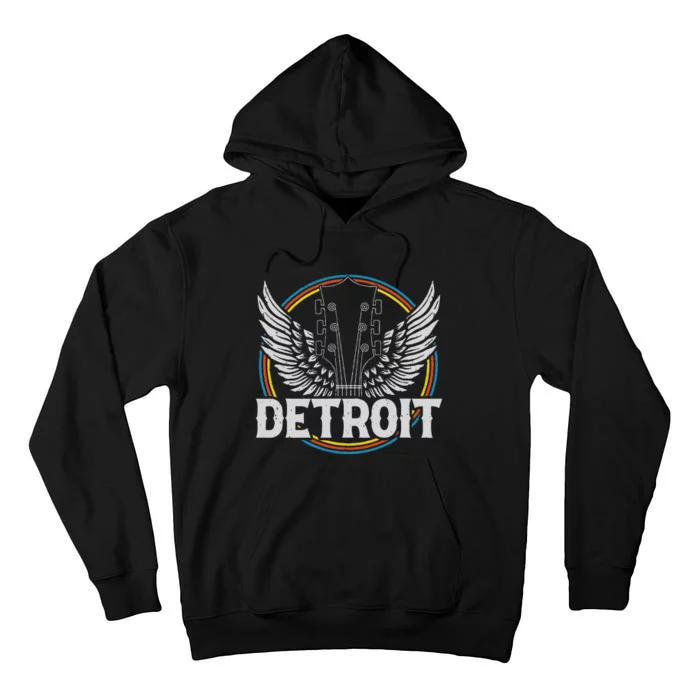 Retro Detroit Souvenir Vintage Concert Guitar Music Band Tall Hoodie