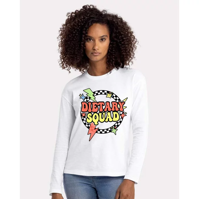 Retro Dietary Squad Dietary Appreciation Week For Staff Womens Cotton Relaxed Long Sleeve T-Shirt