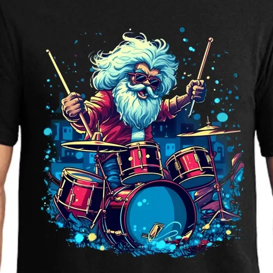 Rocker Drumming Santa Claus Drummer Gift Pajama Set