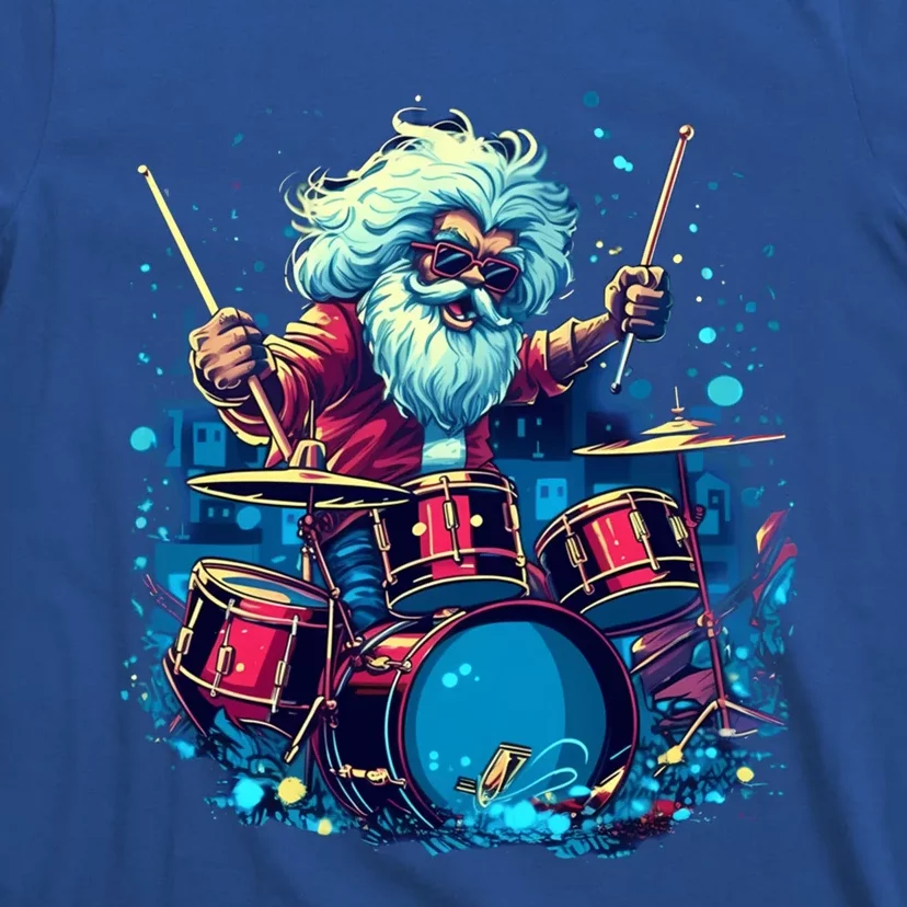 Rocker Drumming Santa Claus Drummer Gift T-Shirt