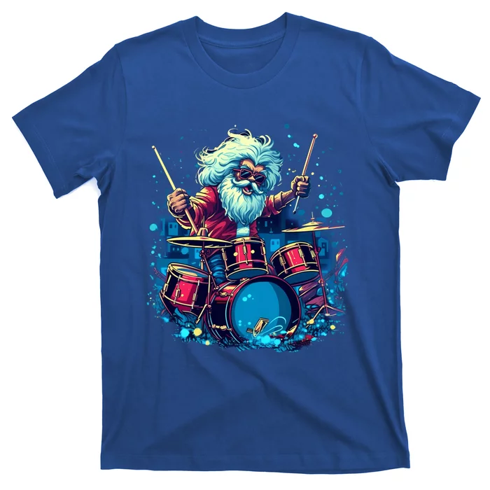 Rocker Drumming Santa Claus Drummer Gift T-Shirt