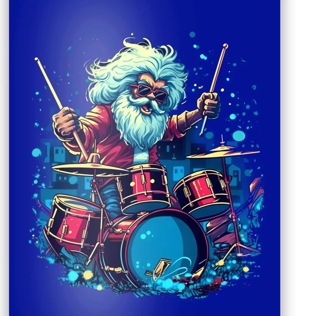 Rocker Drumming Santa Claus Drummer Gift Poster