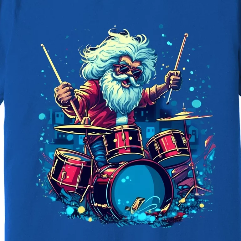 Rocker Drumming Santa Claus Drummer Gift Premium T-Shirt