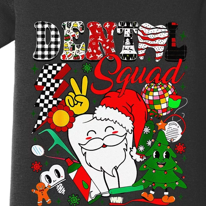 Retro Dental Squad Teeth Santa Dental Hygiene Christmas Baby Bodysuit