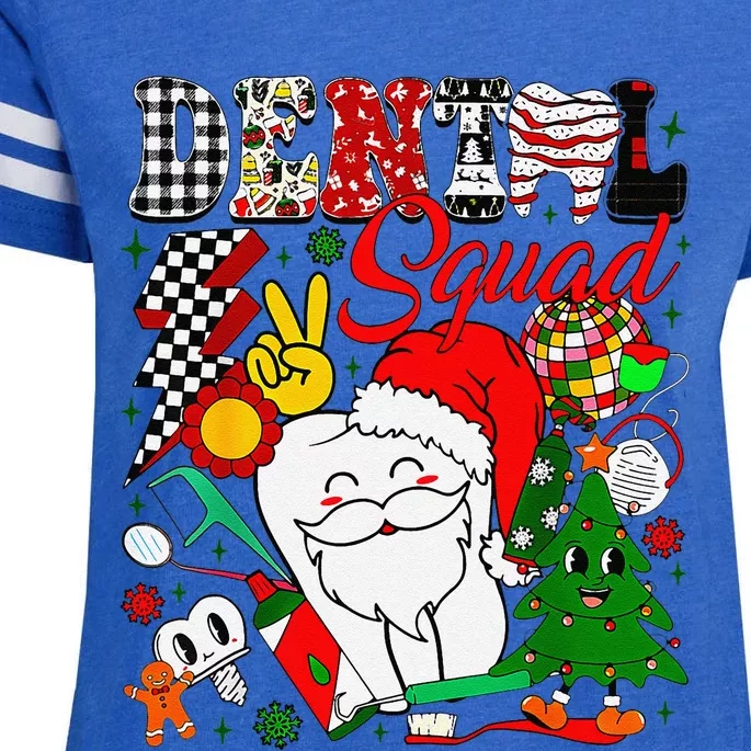 Retro Dental Squad Teeth Santa Dental Hygiene Christmas Enza Ladies Jersey Football T-Shirt