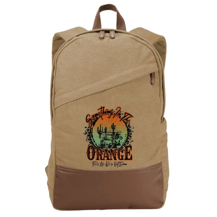 Retro Desert Sunset Something In The Orange Western Country Cotton Canvas Backpack