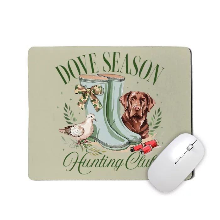 Retro Dove Season Hunting Club Camo Coquette Bow With Dog Mousepad