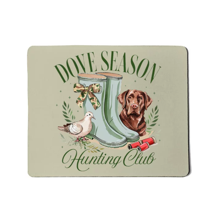 Retro Dove Season Hunting Club Camo Coquette Bow With Dog Mousepad