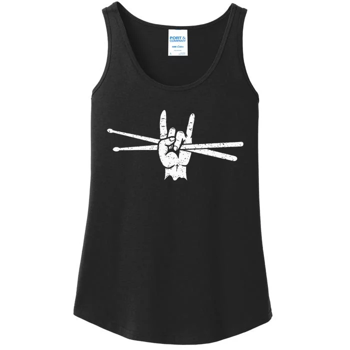 Retro Drum Sticks Art Percussion Drum Player Ladies Essential Tank