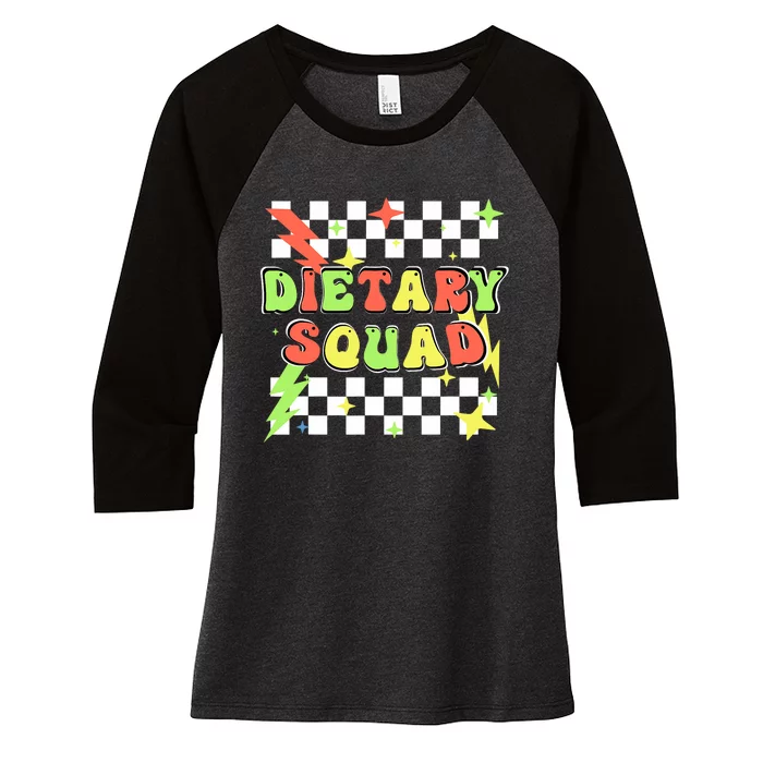 Retro Dietary Squad Dietary Appreciation Week For Staff Women's Tri-Blend 3/4-Sleeve Raglan Shirt