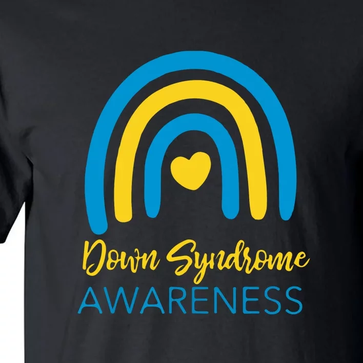 Retro Down Syndrome Awareness Month Rainbow T21 Gift Tall T-Shirt