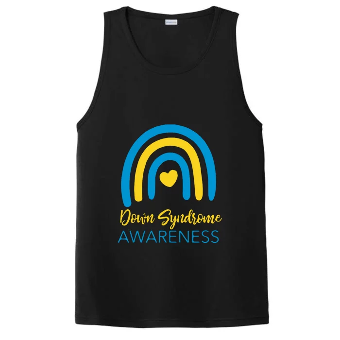 Retro Down Syndrome Awareness Month Rainbow T21 Gift Performance Tank