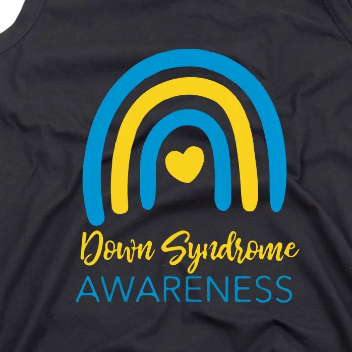 Retro Down Syndrome Awareness Month Rainbow T21 Gift Tank Top