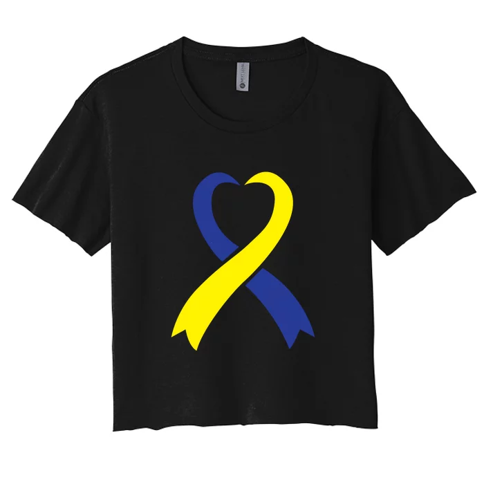 Ribbon Down Syndrome Awareness Gift Women's Crop Top Tee