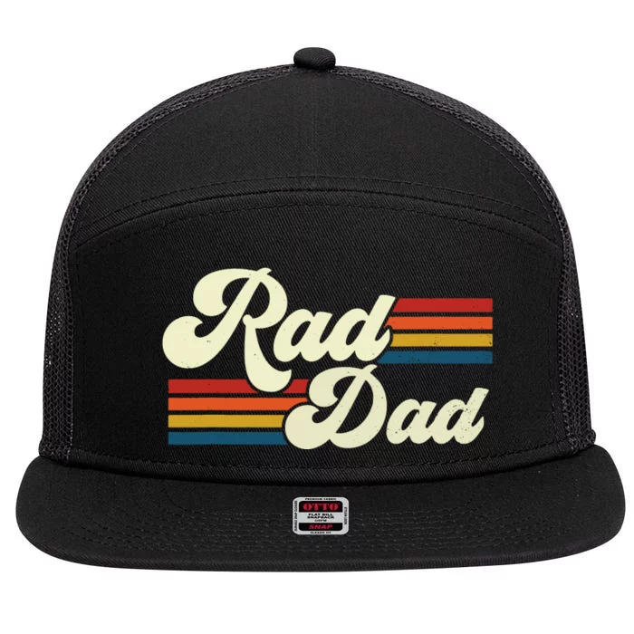 Rad Dad Shirt Vintage Retro Fathers Day Gift 7 Panel Mesh Trucker Snapback Hat