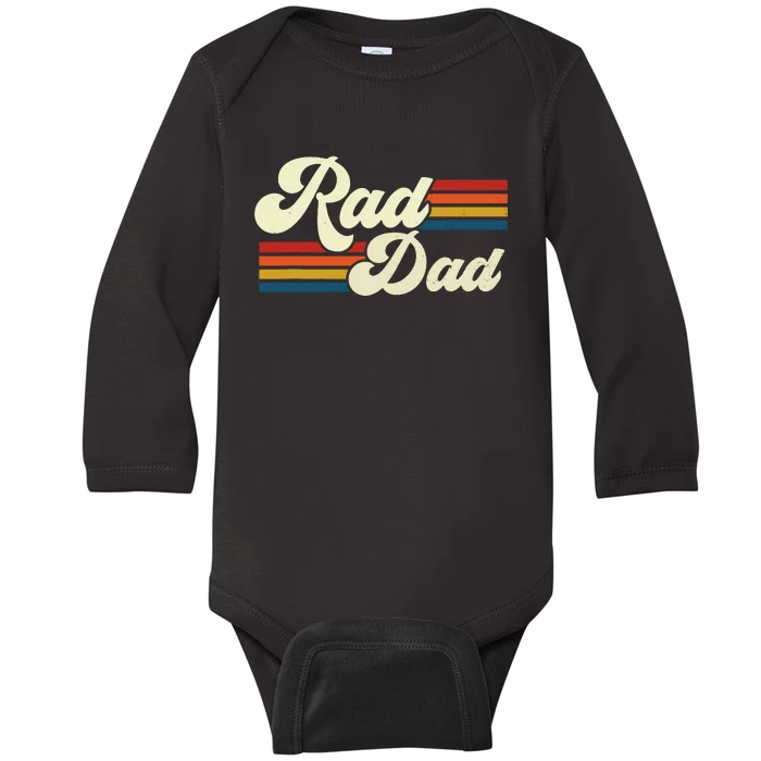 Rad Dad Shirt Vintage Retro Fathers Day Gift Baby Long Sleeve Bodysuit