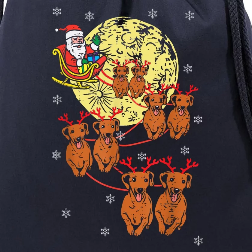 Reindeer Dachshund Santa Christmas Pet Drawstring Bag