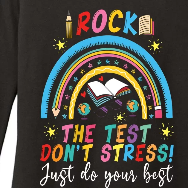 Rainbow DonT Stress Rock The Test Womens CVC Long Sleeve Shirt