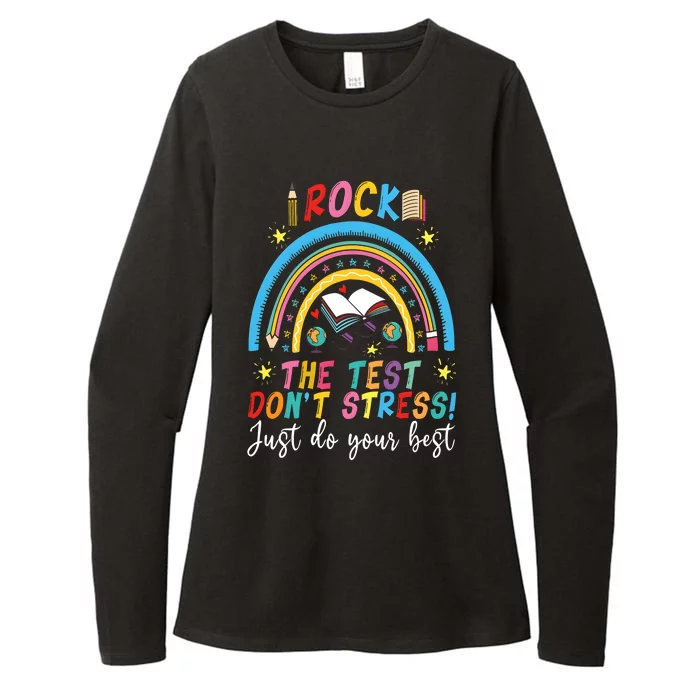 Rainbow DonT Stress Rock The Test Womens CVC Long Sleeve Shirt