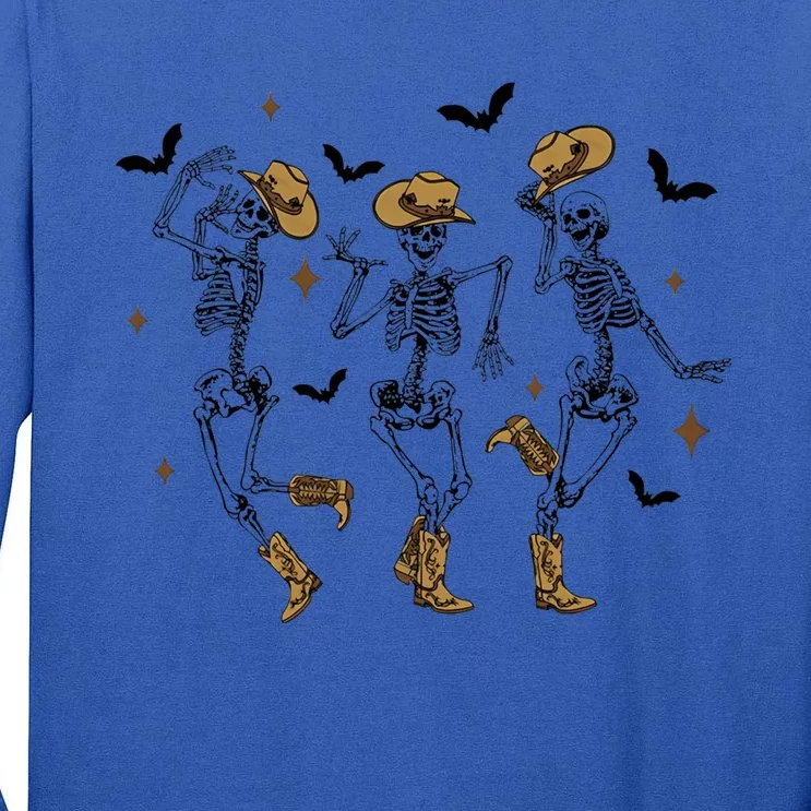 Retro Dancing Skeleton Cow Boots Horse Western Halloween Meaningful Gift Tall Long Sleeve T-Shirt