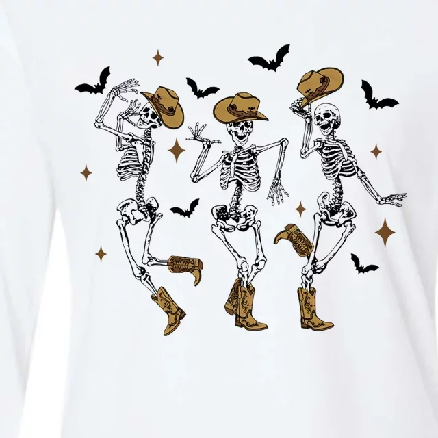 Retro Dancing Skeleton Cow Boots Horse Western Halloween Meaningful Gift Womens Cotton Relaxed Long Sleeve T-Shirt