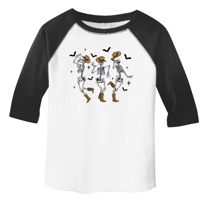 Retro Dancing Skeleton Cow Boots Horse Western Halloween Meaningful Gift Toddler Fine Jersey T-Shirt