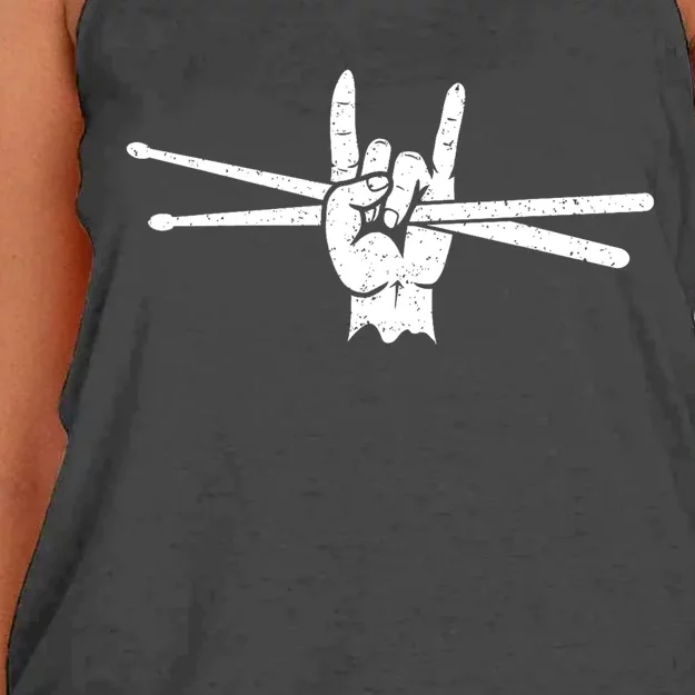 Retro Drum Sticks Art Percussion Drum Player Women's Knotted Racerback Tank