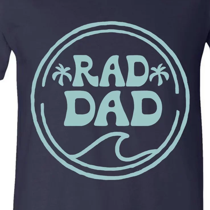 Rad Dad Surf Matching Birthday The Big One 1st Birthday V-Neck T-Shirt