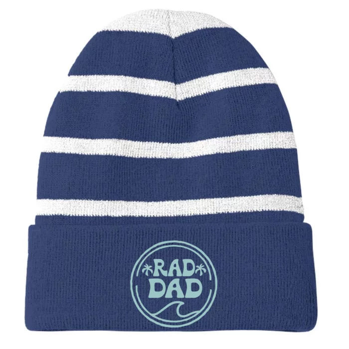 Rad Dad Surf Matching Birthday The Big One 1st Birthday Striped Beanie with Solid Band