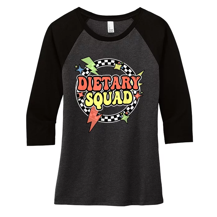 Retro Dietary Squad Dietary Appreciation Week For Staff Women's Tri-Blend 3/4-Sleeve Raglan Shirt