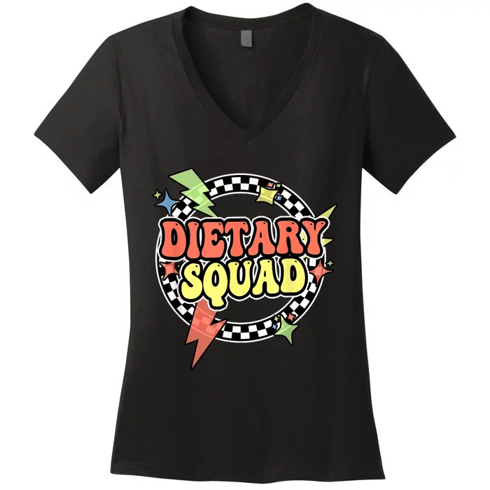 Retro Dietary Squad Dietary Appreciation Week For Staff Women's V-Neck T-Shirt